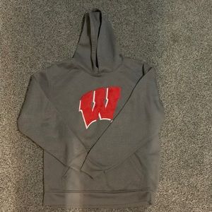 Team Athletics, Wisconsin gray sweatshirt, size large (14 youth).